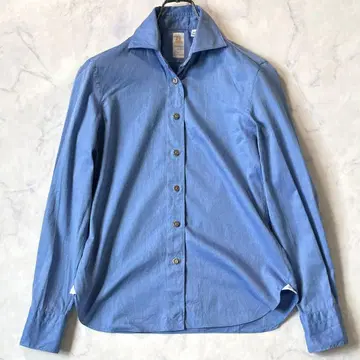 피나모레 수평 스트라이프 롱소매 셔츠 블루 40 rs0