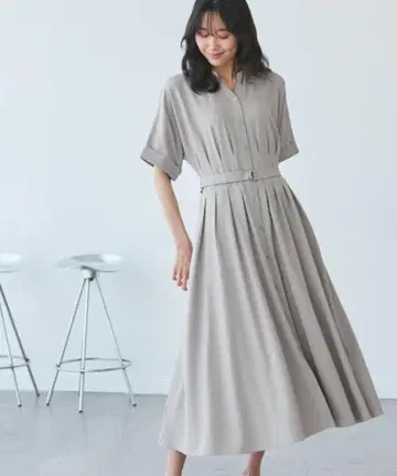 새상품 로페피크닉 셔츠 컨셔스 반팔 원피스 라이트 그레이
