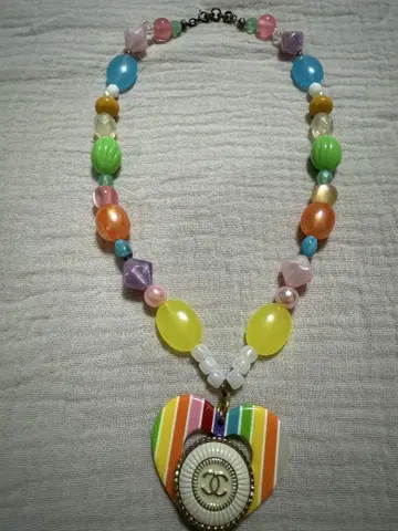 vintage 비즈 하트 목걸이