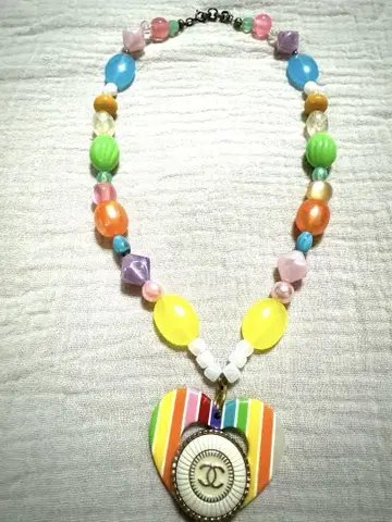 vintage 비즈 하트 목걸이