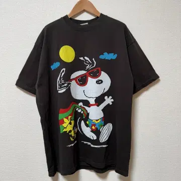 스누피 티셔츠 XL 블랙 SNOOPY 헤인즈 A233