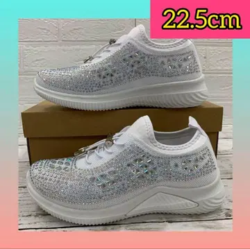 22.5cm 여성용 새상품 폭 넓은 비쥬 슬립온 스니커즈 화이트
