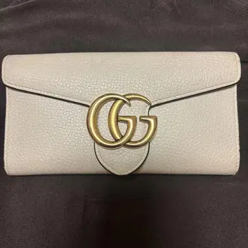 GG 로고 베이지 가죽 장지갑