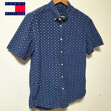 TOMMY HILFIGER 반소매 버튼다운 셔츠 L 사이즈 네이비