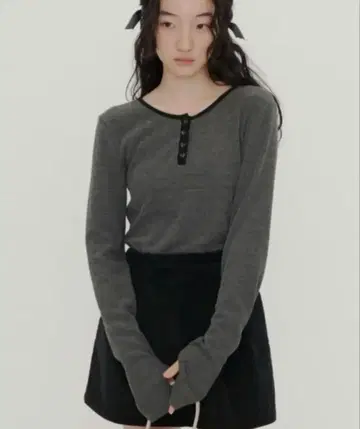 GIUNON 롱 슬리브 리브 tops