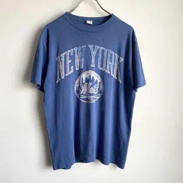 80년대 NEWYORK Mets 프린트 티셔츠 페이드 보로 분위기
