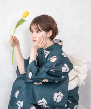 미착용 유카타 그린 프리 사이즈 예쁨