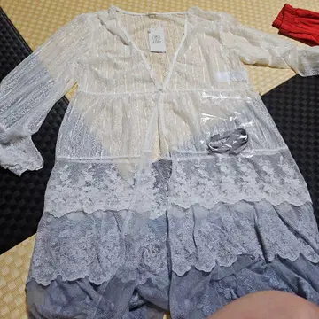 액시스 팜 투명 레이스 튜닉 롱 M