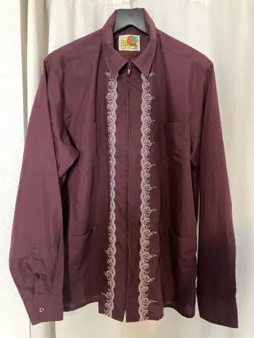 [최종 가격 인하] GUAYABERA 버건디 빈티지 쿠바 셔츠