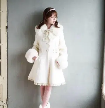 LIZLISA 비쥬 리본 미니 길이 A라인 코트