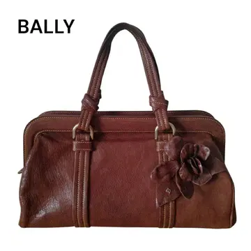 BALLY 발리 천연 가죽 브라운 핸드백 클래식 꽃 장식