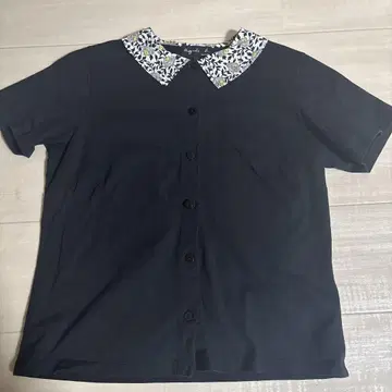아그네스 비. JF59 셔츠 꽃 프린트 칼라 반소매