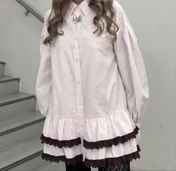 jouetie 헤 레이스 프릴 튜닉 셔츠