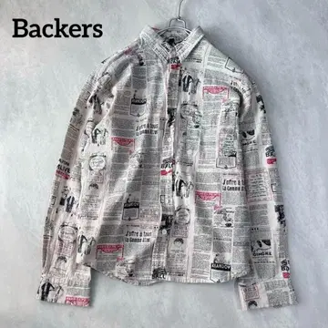 배커즈 Backers 영자신문풍 긴팔 셔츠 M 사이즈
