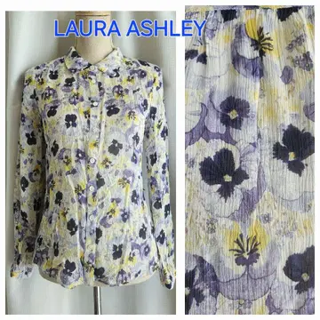 거의 새상품급 LAURA ASHLEY 팬지 비올라 실크 쉬폰 블라우스