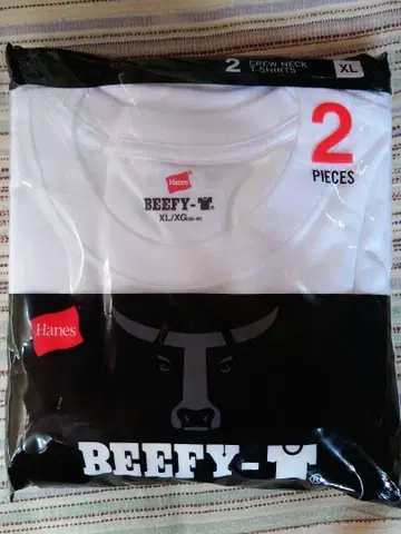신품 Hanes BEEFY 크루넥 티셔츠 2장 세트 흰색 XL