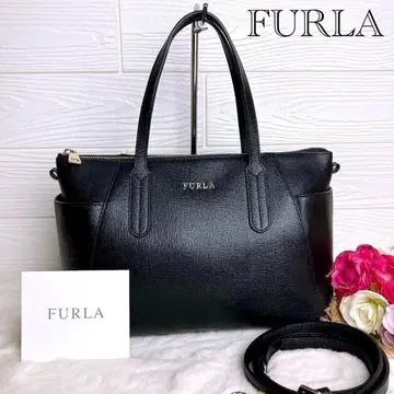 새상품급 FURLA 훌라 2way 숄더백 가죽 블랙 비즈니스