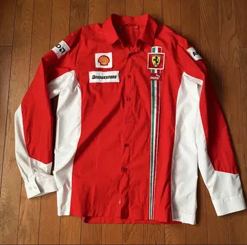 Ferrari 스포츠 긴팔 셔츠 레드/화이트
