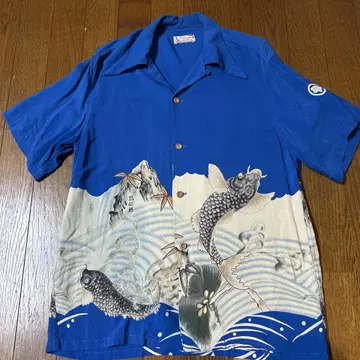 드님 DENIME 알로하 셔츠 S 잉어 아메카지 로커빌리 선서프