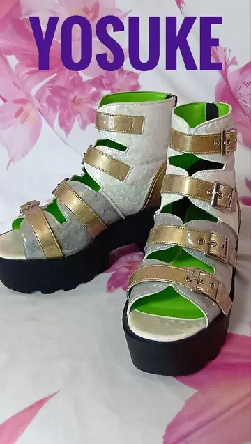요스케 두꺼운 밑창 부츠 샌들 골드 조합