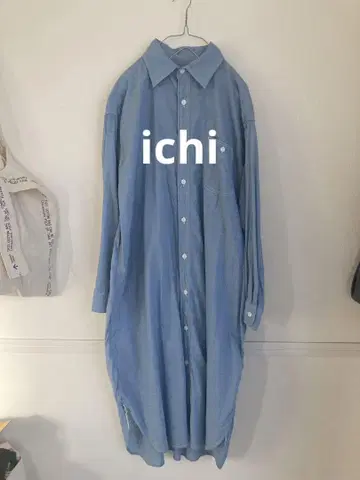 Ichi 라이트 블루 셔츠 원피스 긴팔