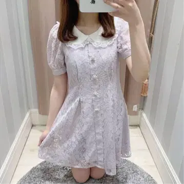 옷깃 레이스 원피스 사이토 나기사 님 착용 핑크