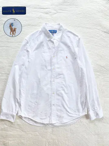 랄프 로렌 Ralph Lauren 로고 자수 장팔 소매 셔츠 XL