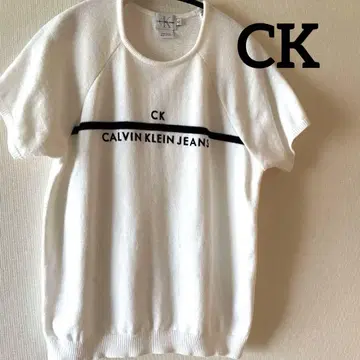 CALVIN KLEIN JEANS 코튼 니트 M 화이트 USA 구제 의류