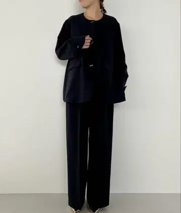 치ignon 더블 크로스 재킷, 와이드 팬츠 세트  네이비 M