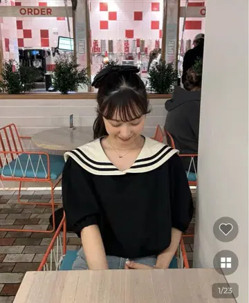 NUGU 마린 컬러 바이컬러 티셔츠 nyom
