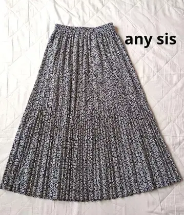 컨디션 최상 any sis 리버티 패턴 플리츠 스커트 롱 스커트 네이비