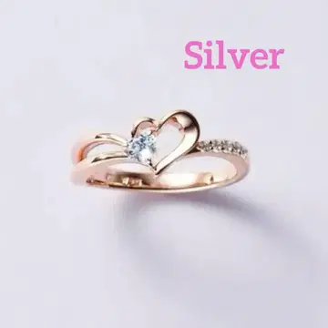 사만사 반지 더블 하트 실버 핑키링 지르코니아
