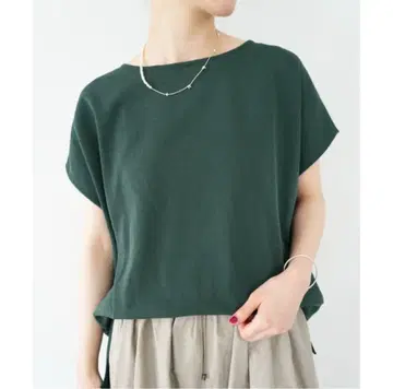 IENA 코튼 스트레치 NEO 와이드 크루 풀오버 그린