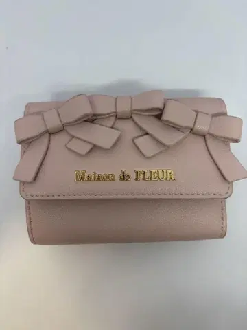 Maison de FLEUR 리본 3단 폴더형 지갑 핑크