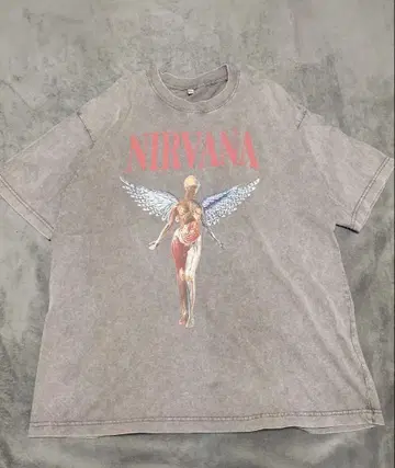 NIRVANA 그레이 오버사이즈 티셔츠