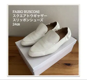 FABIO RUSCONI 스퀘어 토 개더 슬립온 슈즈 24cm