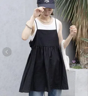 차오패닉 티피 시어 린넨 백 개더 캐미 튜닉 블랙