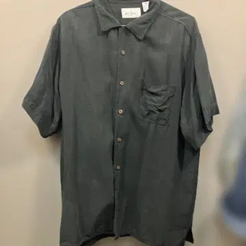 BILL BLASS 100% 실크 반팔 셔츠 L 사이즈