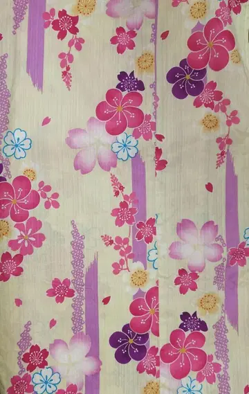 유카타 핑크 보라색 크림색
