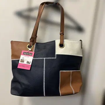 토트백 2점 세트 네이비 브라운 화이트