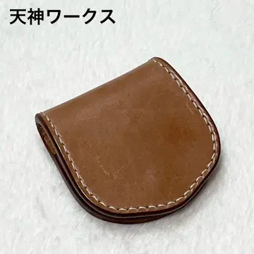 새상품급 텐진 웍스 코인 케이스 동전 지갑 가죽 천연 가죽 카멜 지갑