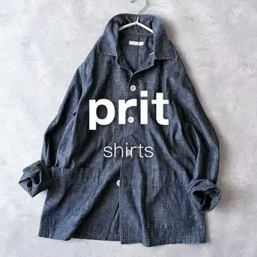 prit 프리트 일본제 셔츠 재킷 장소매 데님 블루 코튼