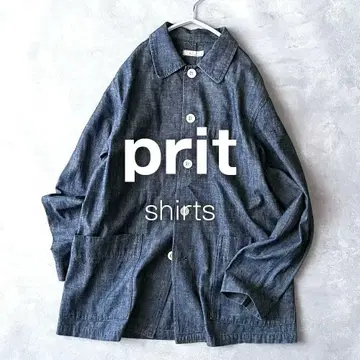 prit 프리트 일본제 셔츠 재킷 장소매 데님 블루 코튼
