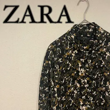 [새상품급] ZARA 자라 올 패턴 디자인 무늬 레이온 셔츠 카키