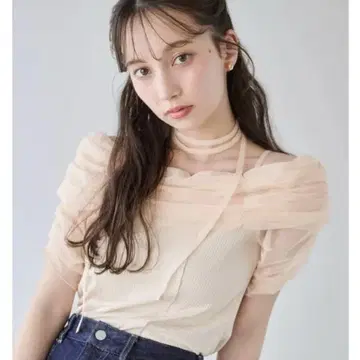 dazzlin 시어 오프숄더 톱 오렌지