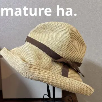 가격 대폭 인하 새상품 mature ha 밀짚모자 베이지 리본 포함