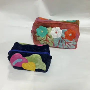 핸드메이드 하와이안 퀼트 파우치 대소 세트