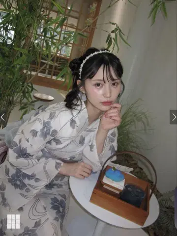 보카시 꽃무늬 유카타 세트