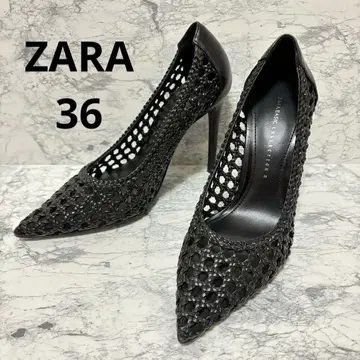 ZARA 블랙 메쉬 스틸레토 하이힐 36
