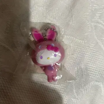 산리오 토끼 귀 키링 핑크 키티